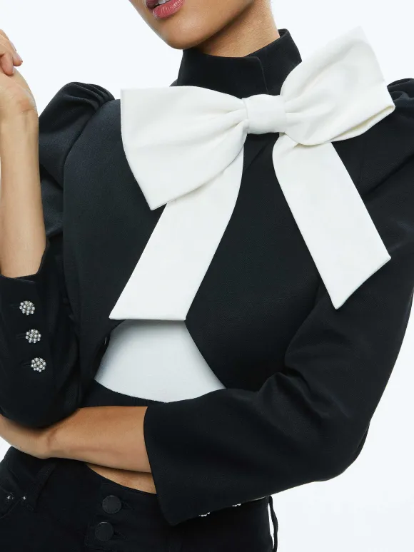 Addison Bow Collar Cropped Jacket | Alice and Olivia Cheap