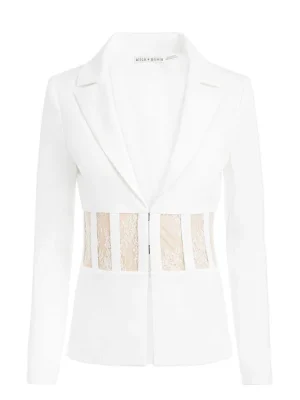 Alexia Fitted Sheer Corset Blazer | Alice and Olivia New