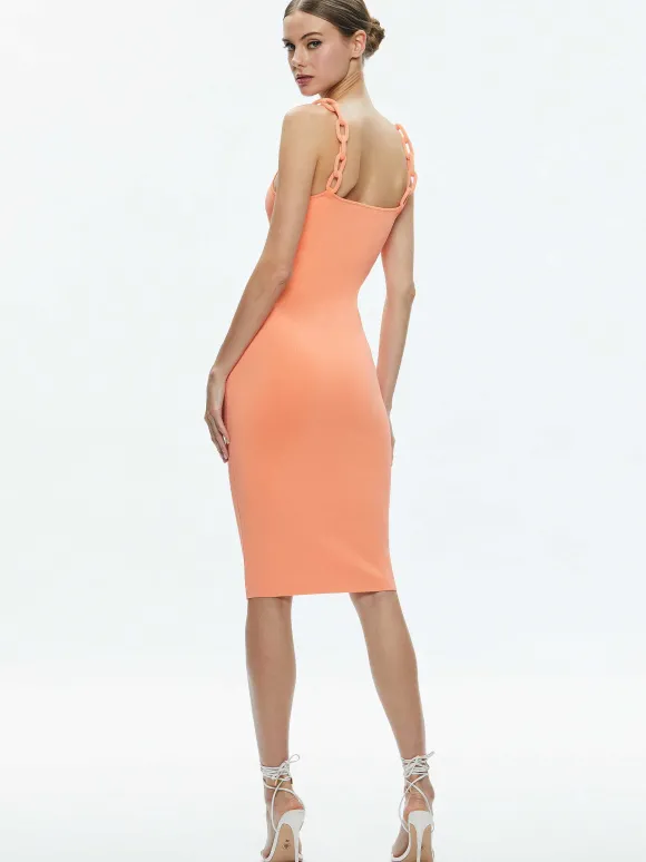 Alina Looped Straps Midi Dress | Alice and Olivia Hot