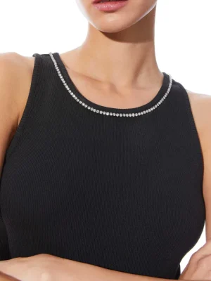 Allen Embellished Neck Ribbed Tank | Alice and Olivia Clearance