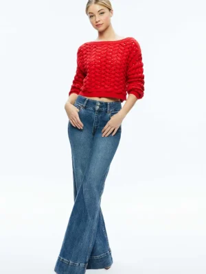 Allene Cable Knit Crewneck | Alice and Olivia Outlet