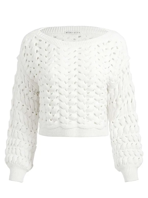 Allene Cable Knit Crewneck | Alice and Olivia Hot