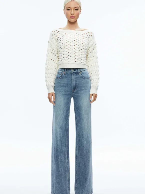 Allene Cable Knit Crewneck | Alice and Olivia Hot