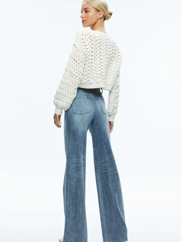 Allene Cable Knit Crewneck | Alice and Olivia Hot