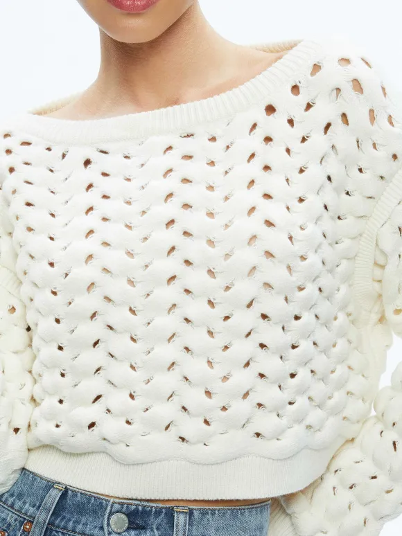 Allene Cable Knit Crewneck | Alice and Olivia Hot