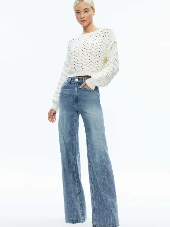 Allene Cable Knit Crewneck | Alice and Olivia Hot