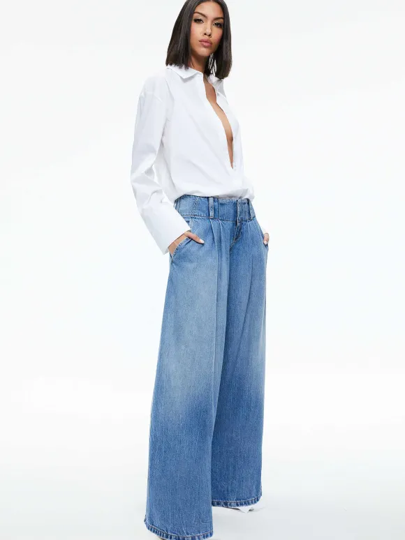 Anders Low Rise Pleated Jean | Alice and Olivia Hot