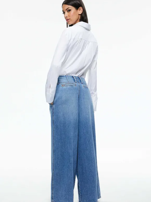 Anders Low Rise Pleated Jean | Alice and Olivia Hot