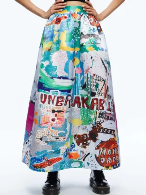 A+O X Basquiat Tina Tea Length Skirt | Alice and Olivia Hot