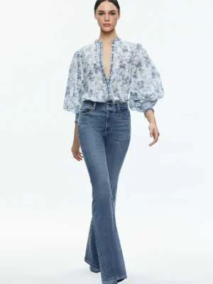 April Pleated Blouson Sleeve Top | Alice and Olivia Sale