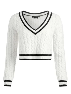 Ayden Cropped V-Neck Pullover | Alice and Olivia Online