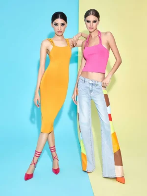 Beautiful Vegan Leather Patchwork Flare Jean | Alice and Olivia Hot