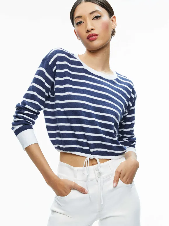 Bernetta Cropped Drawstring Pullover | Alice and Olivia Shop