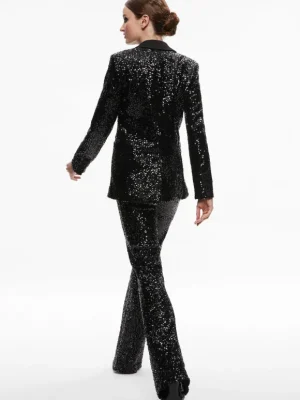 Breann Sequin Fitted Blazer + Lara Sequin Bootcut Pant | Alice and Olivia Discount