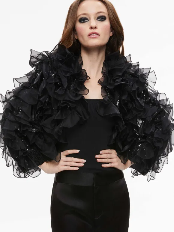 Britton Ruffled Cropped Jacket | Alice and Olivia Online