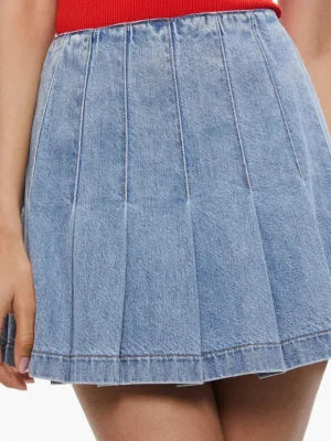 Carter Pleated Denim Mini Skirt | Alice and Olivia Shop