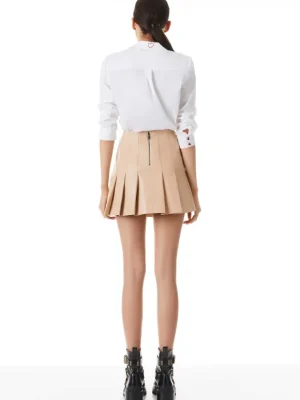 Carter Pleated Vegan Leather Mini Skirt | Alice and Olivia Shop