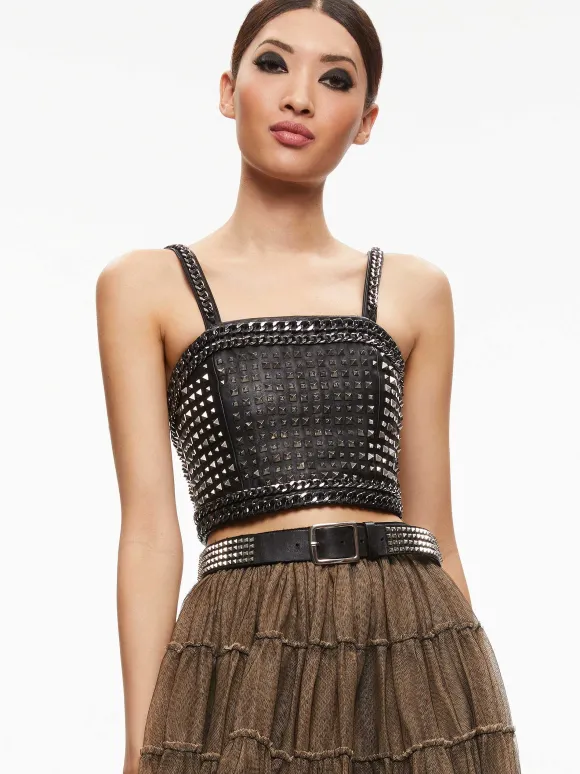 Ceresi Chain Strap Studded Top | Alice and Olivia Cheap