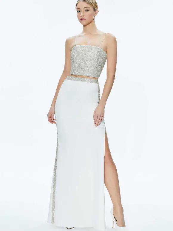 Ceresi Embellished Crop Top + Marilynn Embellished Maxi Skirt | Alice and Olivia Fashion