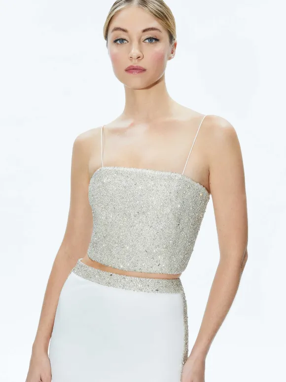 Ceresi Embellished Crop Top + Marilynn Embellished Maxi Skirt | Alice and Olivia Fashion