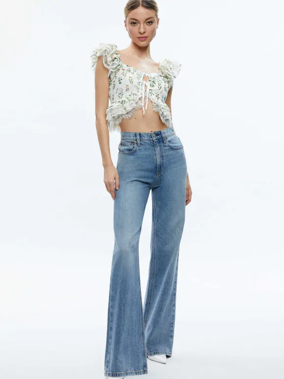 Charline Ruffle Cropped Top | Alice and Olivia Discount