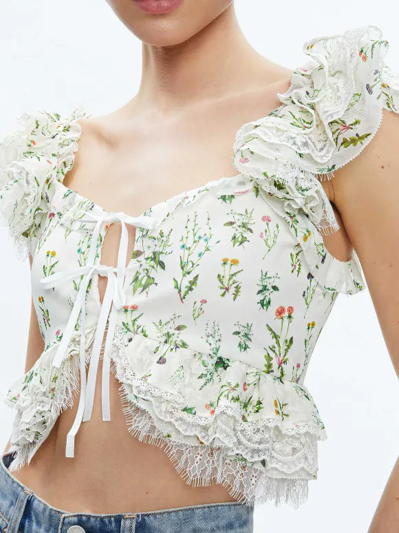 Charline Ruffle Cropped Top | Alice and Olivia Discount