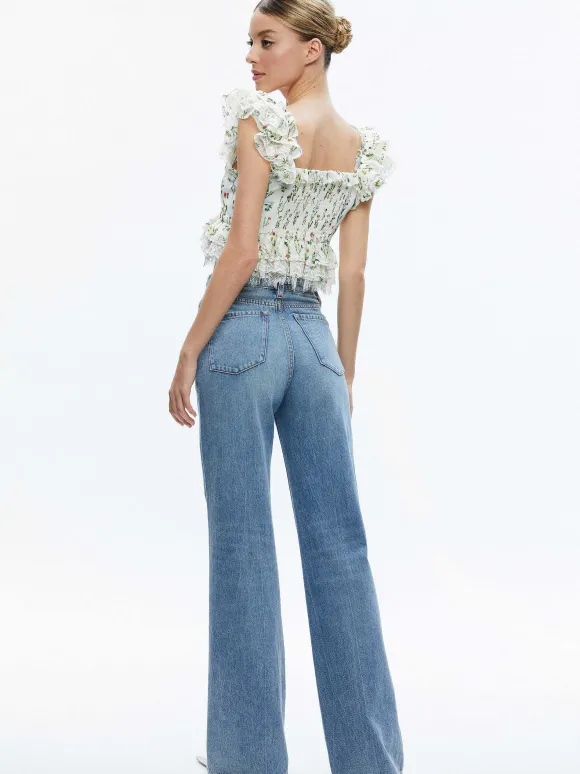 Charline Ruffle Cropped Top | Alice and Olivia Discount