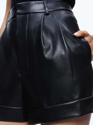 Conry Vegan Leather Pleated Cuff Short | Alice and Olivia Outlet