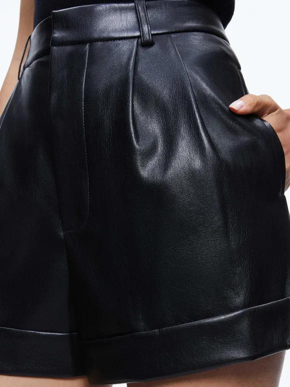 Conry Vegan Leather Pleated Cuff Short | Alice and Olivia Outlet