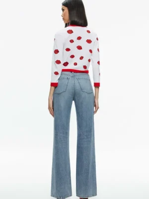 Daroda Kiss Crewneck Cropped Cardigan | Alice and Olivia Best