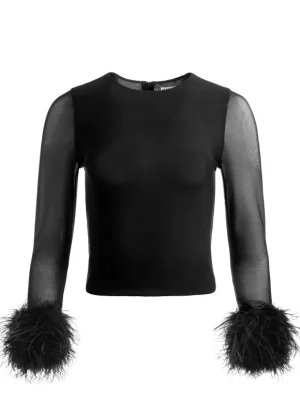 Delaina Feather Cuff Sleeve Top | Alice and Olivia Best