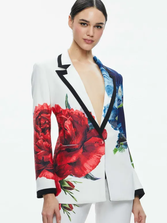 Denny Notch Collar Boyfriend Blazer + Livi Mid Rise Trouser | Alice and Olivia Cheap
