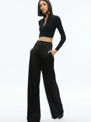 Dorris Ribbed Zip Up Cardigan | Alice and Olivia Outlet