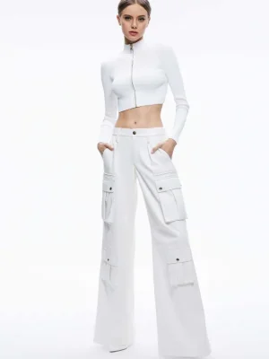 Dorris Ribbed Zip Up Cardigan | Alice and Olivia Online