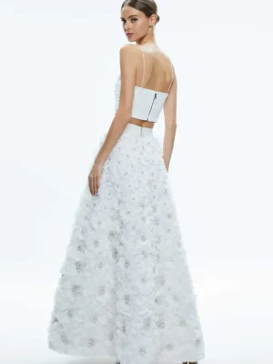 Earla High Waisted Floral Embellished Skirt | Alice and Olivia New