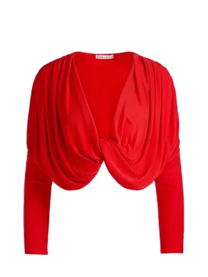 Elda Twisted Draped Cropped Top | Alice and Olivia New