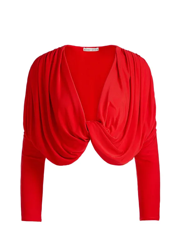 Elda Twisted Draped Cropped Top | Alice and Olivia New