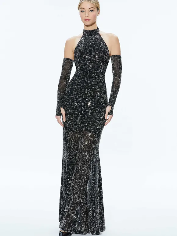 Fabiola Embellished Halter Neck Gown | Alice and Olivia Flash Sale