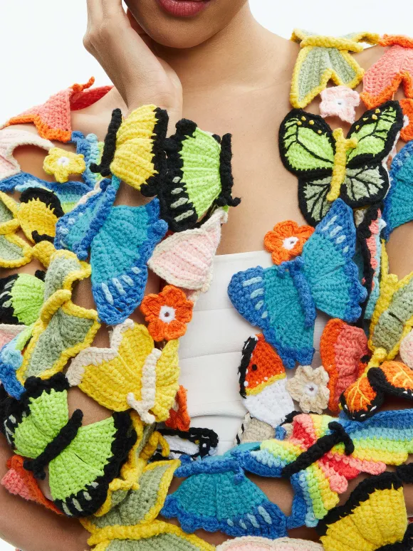 Fawn Butterfly Crochet Cardigan | Alice and Olivia Best Sale