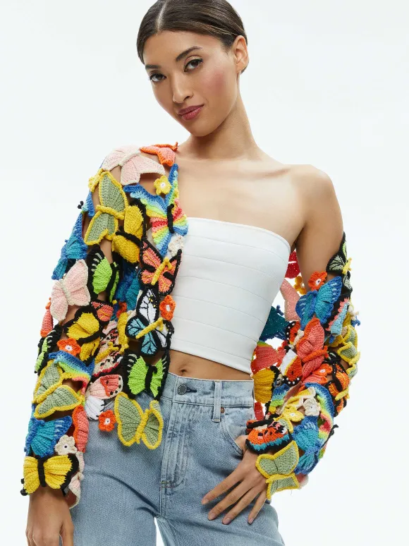 Fawn Butterfly Crochet Cardigan | Alice and Olivia Best Sale