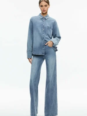 Finely Denim Button Down | Alice and Olivia Sale