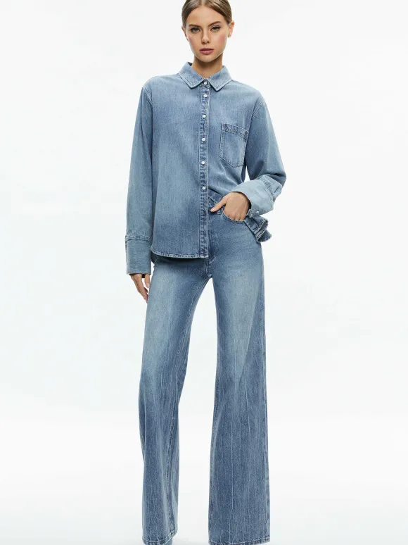 Finely Denim Button Down | Alice and Olivia Sale