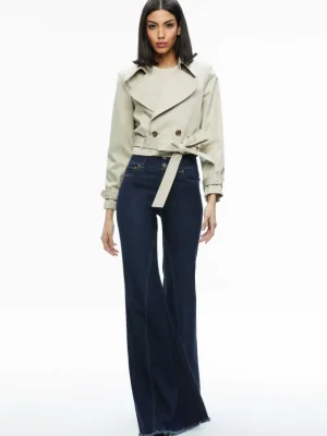 Hayley Cropped Trench Coat With Belt | Alice and Olivia Clearance