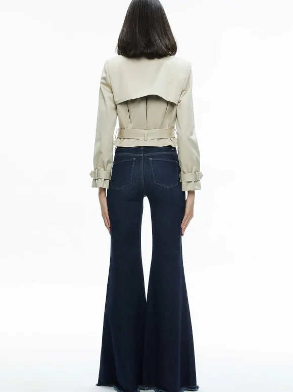 Hayley Cropped Trench Coat With Belt | Alice and Olivia Clearance