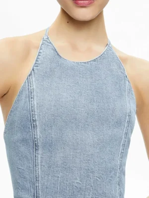 Jaymee Tie Neck Cropped Halter Top | Alice and Olivia Cheap