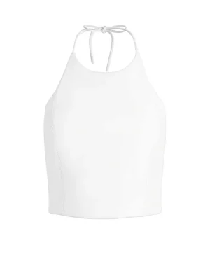 Jaymee Vegan Leather Cropped Halter Top | Alice and Olivia Flash Sale