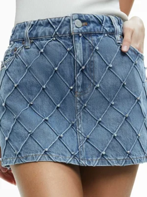Joss High Rise Quilted Embellished Mini Skirt | Alice and Olivia Shop