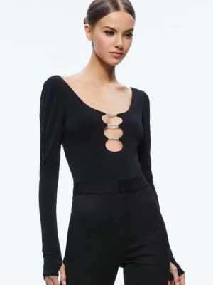 Kalena Scoop Neck Cutout Bodysuit | Alice and Olivia Best Sale