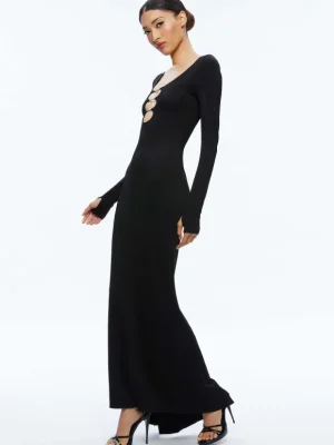 Kalena Scoop Neck Cutout Maxi Dress | Alice and Olivia Outlet