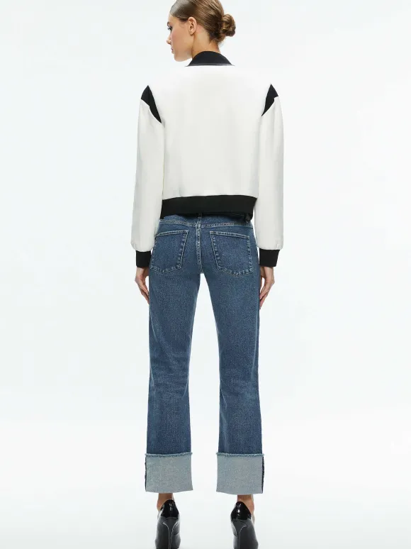 Keri Combination Vegan Leather Varsity Jacket | Alice and Olivia Sale